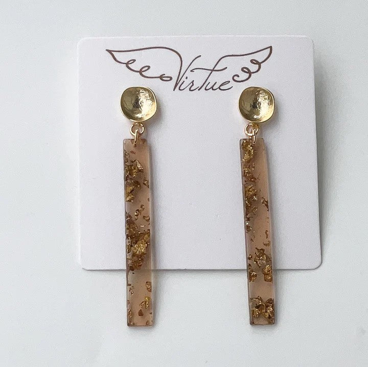 Hammered Post with Acrylic Bar Earrings