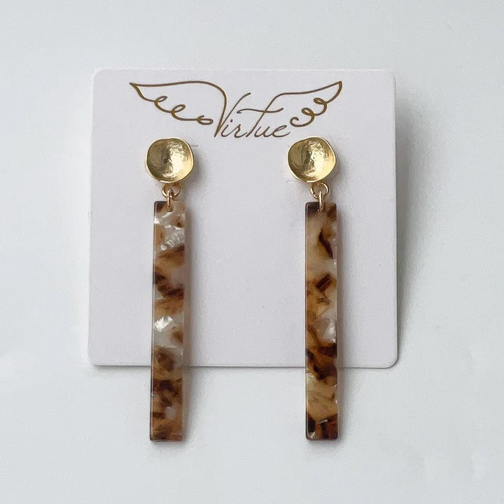 Hammered Post with Acrylic Bar Earrings