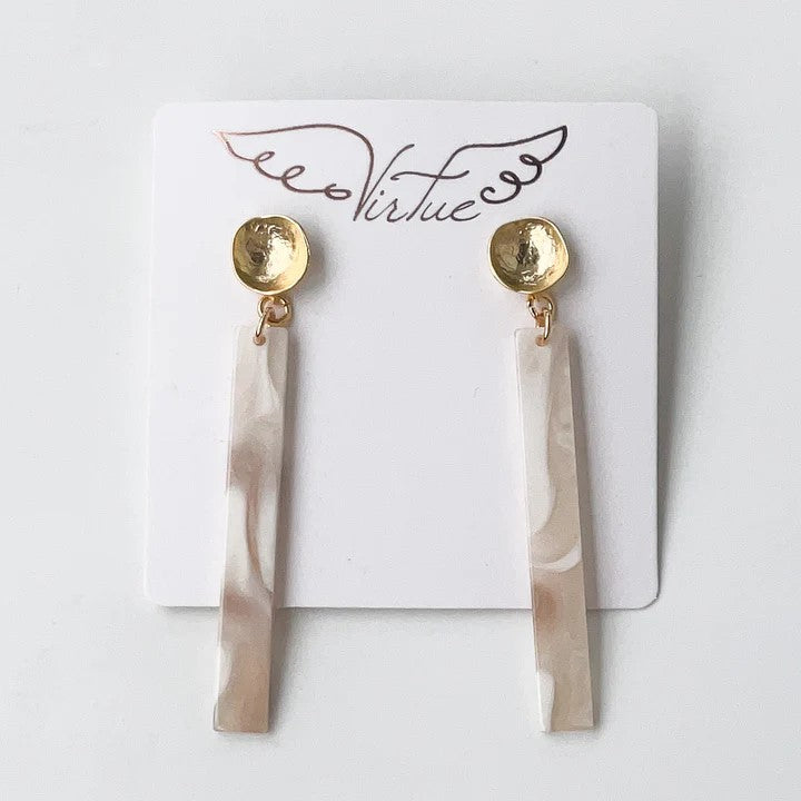 Hammered Post with Acrylic Bar Earrings