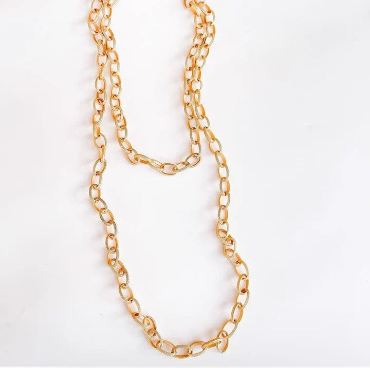 Long Etched Chain Necklace