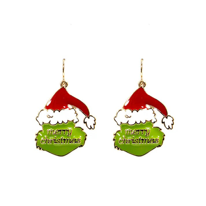 Add a festive touch to your holiday look with the Grinch "Merry Christmas" Post Earrings. These playful Christmas earrings bring seasonal cheer to any outfit, making them perfect for parties or everyday wear during the holidays. Lightweight and comfortable, they’re designed to spread joy and sparkle wherever you go.

1.0"