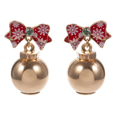 Add a festive touch to your holiday look with the Christmas Bow &amp; Ornament Post Earrings. These playful Christmas earrings bring seasonal cheer to any outfit, making them perfect for parties or everyday wear during the holidays. Lightweight and comfortable, they’re designed to spread joy and sparkle wherever you go.

1.25"