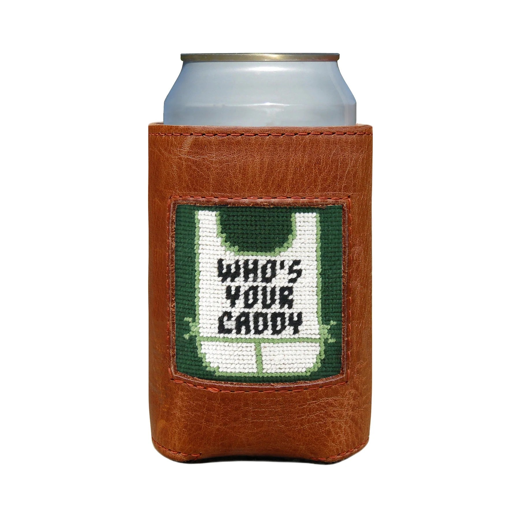 Oiled Can Coolers/Coozie with Needlepoint Face