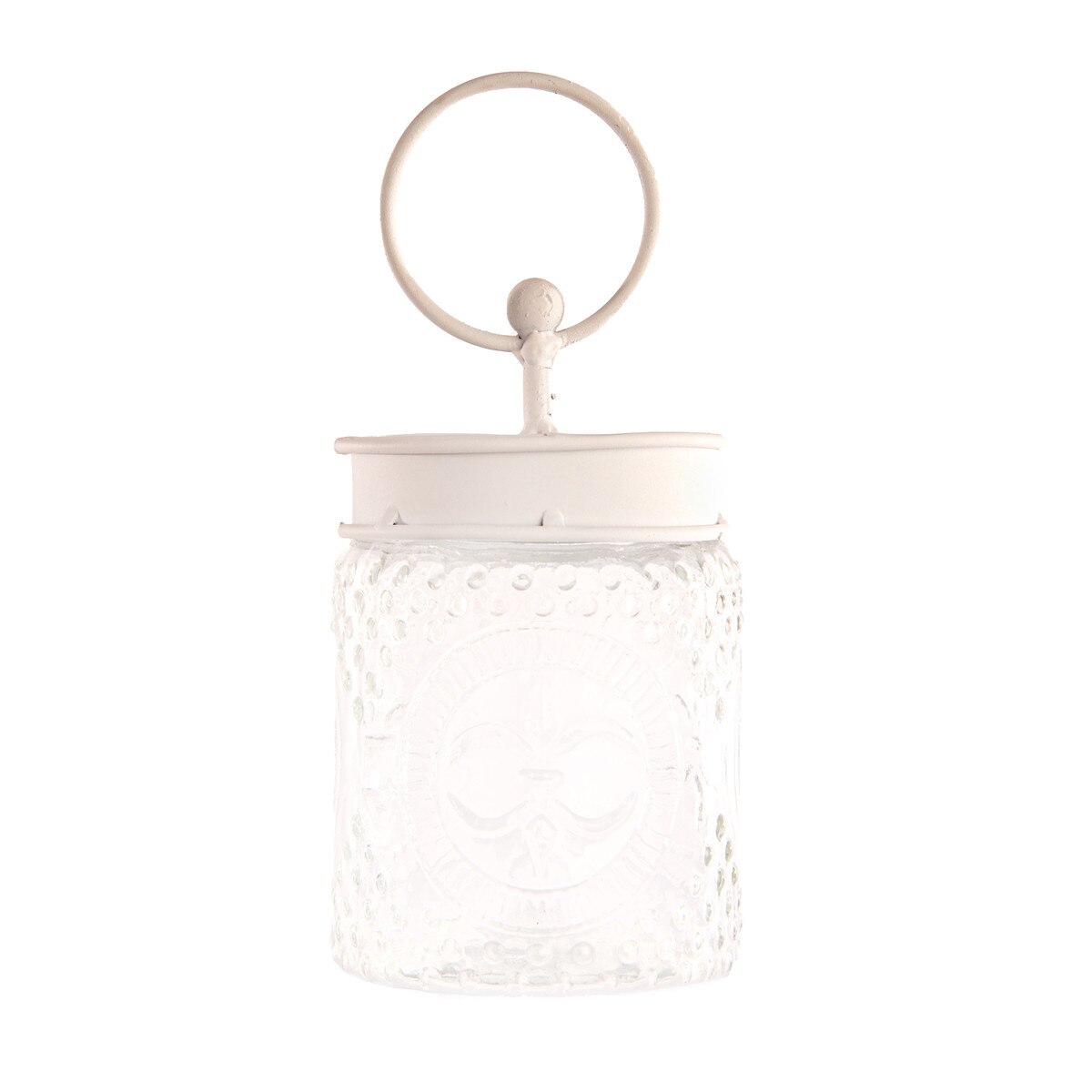 Embossed Glass Jar Finial Holder