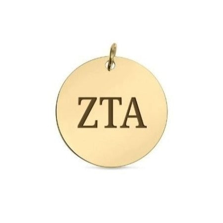 Sorority Gold Small Bead Stretch Bracelet w/ Disc Charm