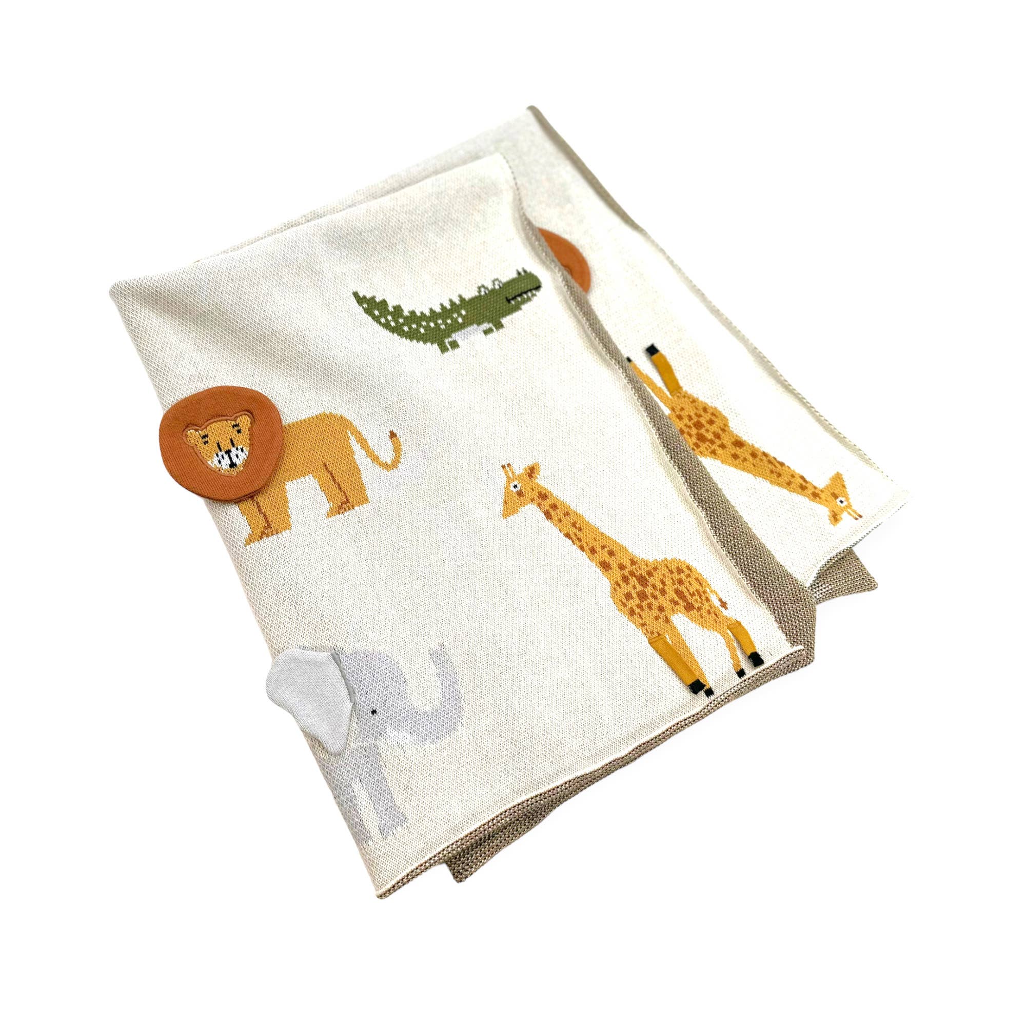 Experience the ultimate comfort and luxury with our Savannah-Organic 3D Jacquard Baby Blanket! Made with 100% organic cotton, this lightweight and breathable blanket is perfect for all seasons. Featuring a charming Savannah Safari motif, including playful elephants, fierce gators, majestic giraffes, and brave lions, this ultra-soft blanket will keep your little one cozy and stylish. A must-have for any baby!  Non-toxic & natural fabrication for sensitive skin. Size: 30x42