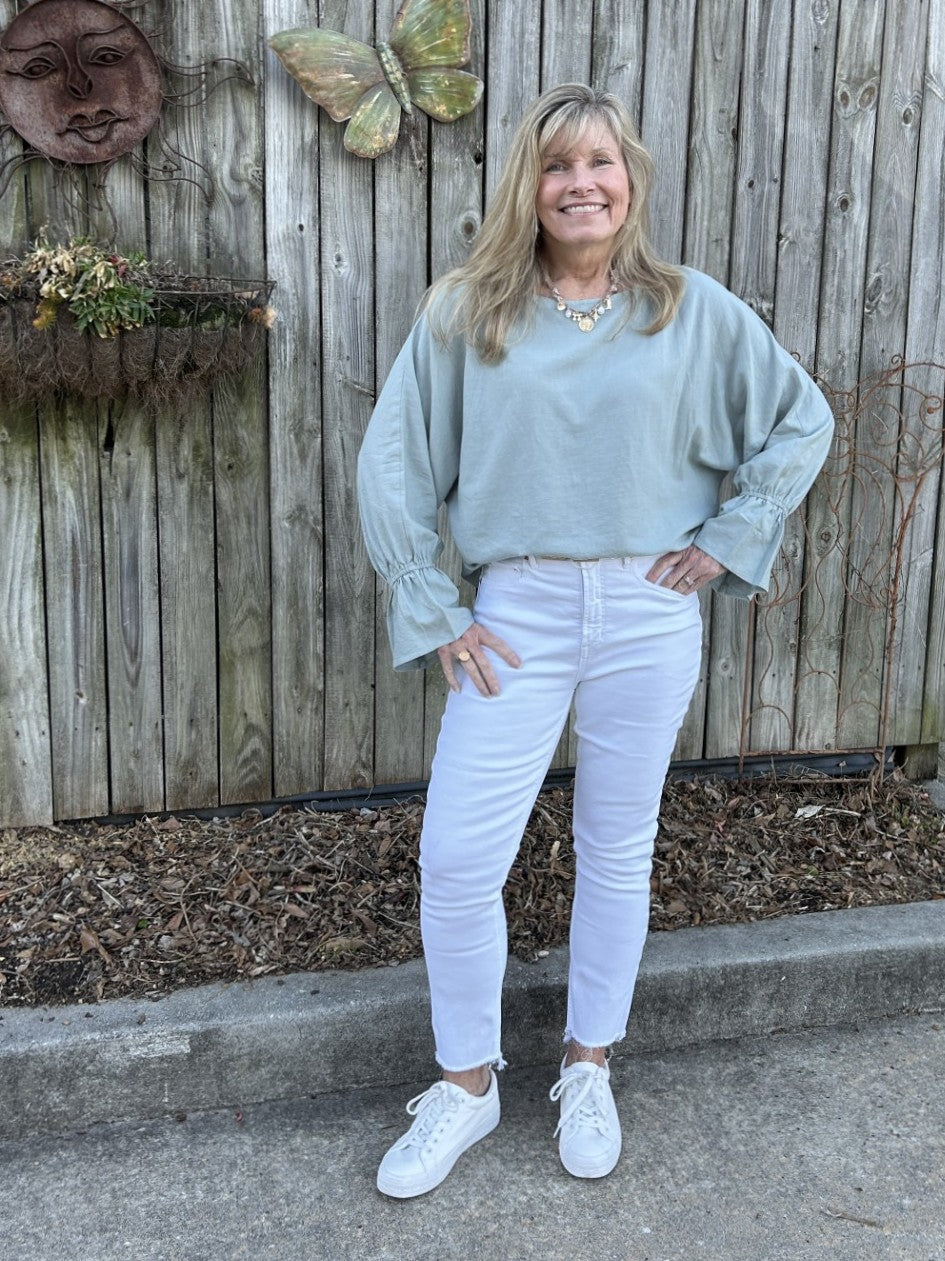 Linen Dolman Sleeve Blouse