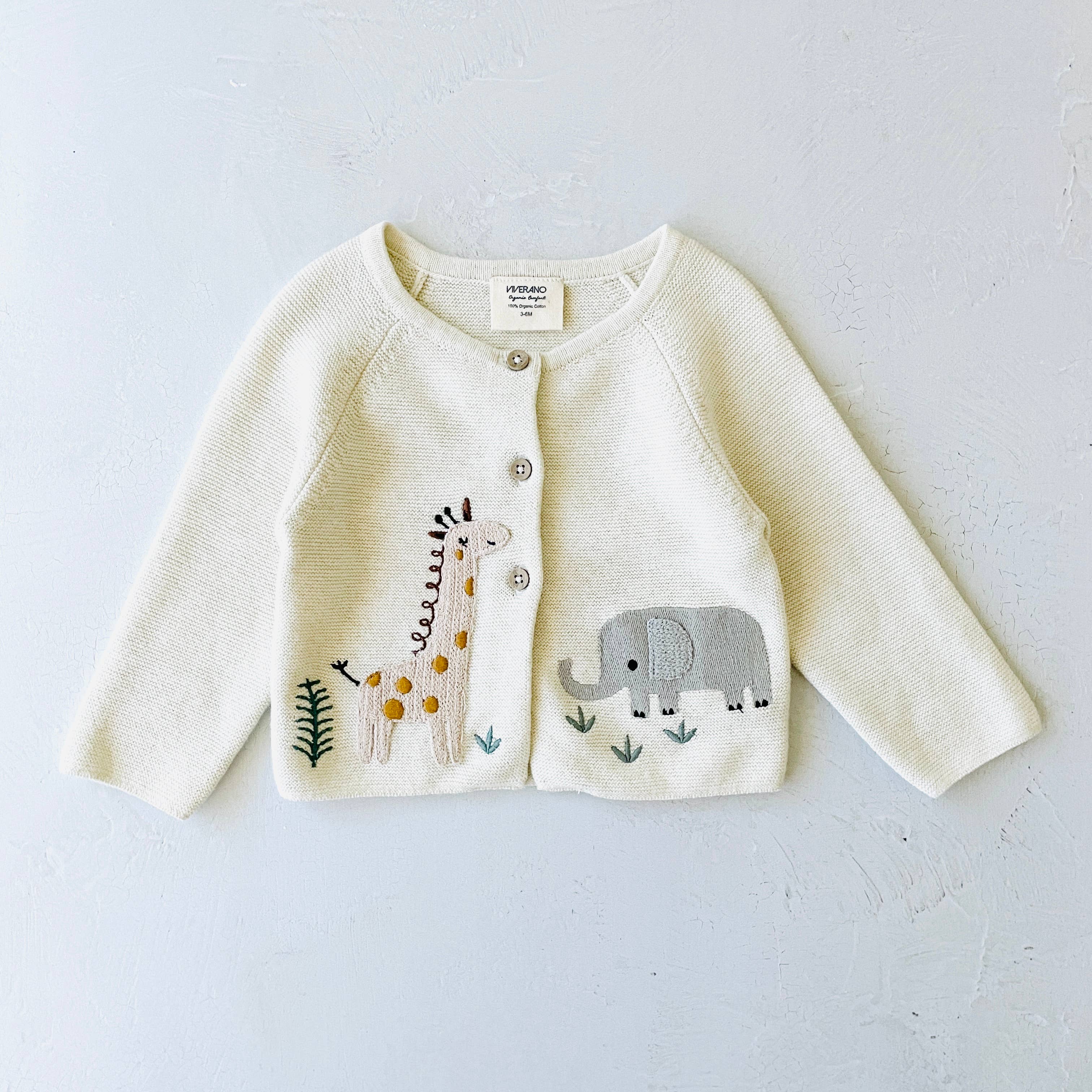 Animal Safari Embroidered Baby Cardigan Sweater