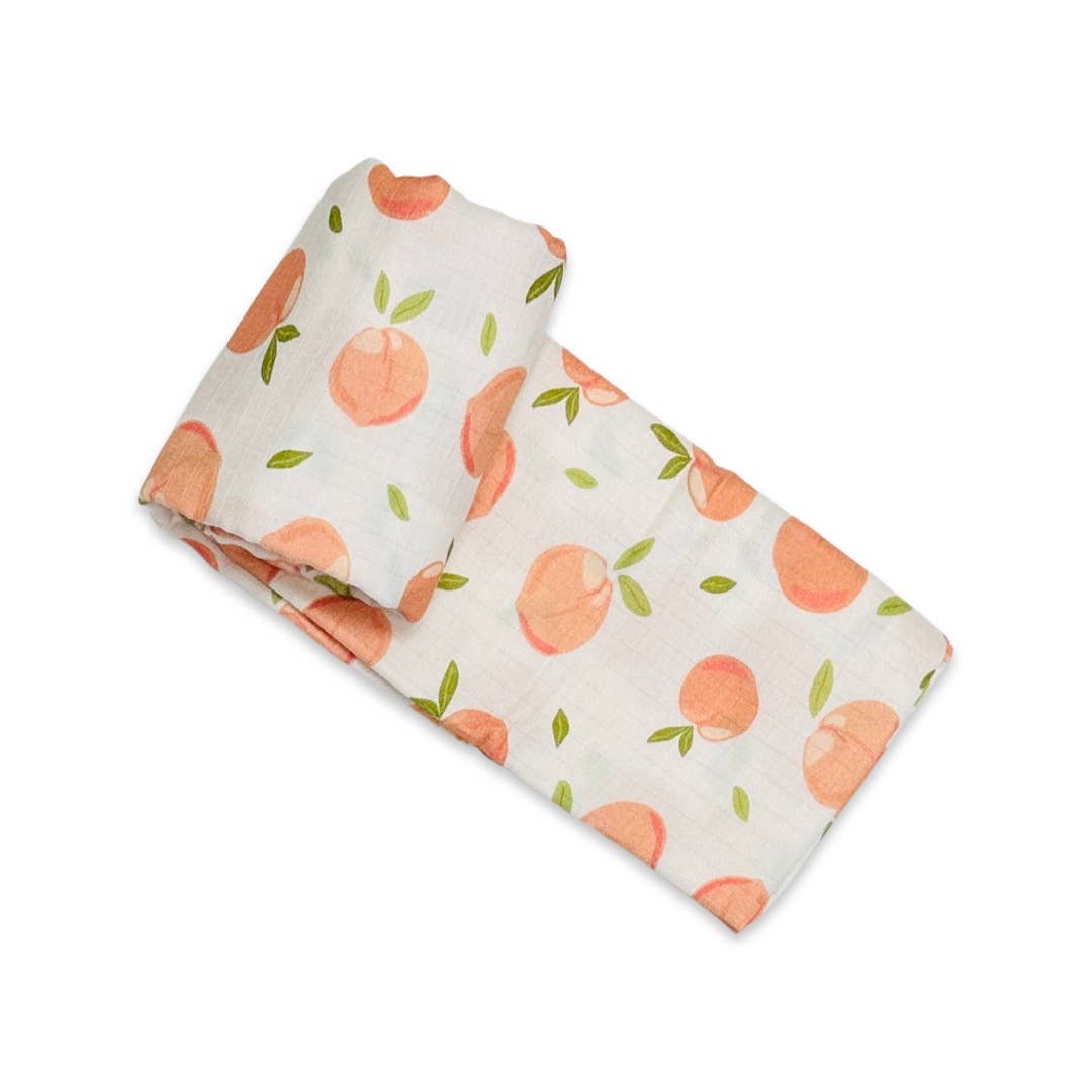 Peaches Muslin Swaddle Baby Blanket (Organic Cotton): OS / Natural