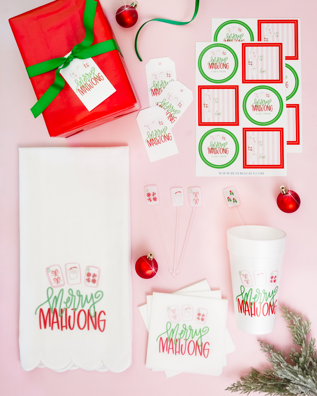 Merry Mahjong Christmas Acrylic Stir Sticks | set of 4