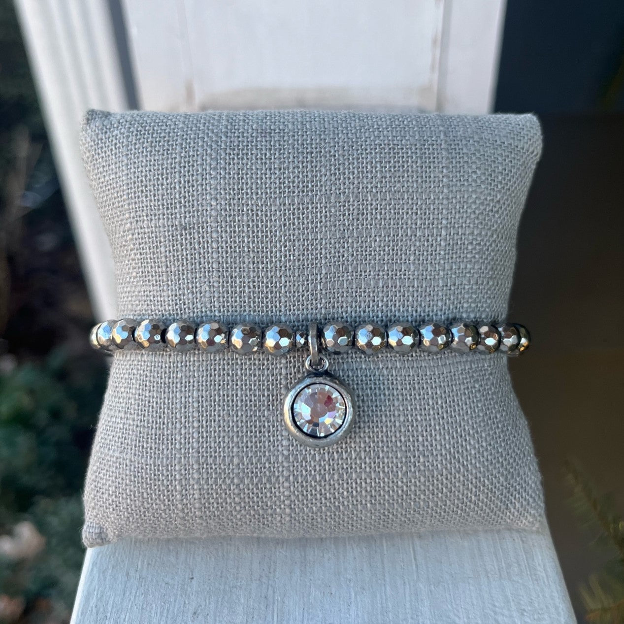 Beaded Bracelet w/ Crystal Charm