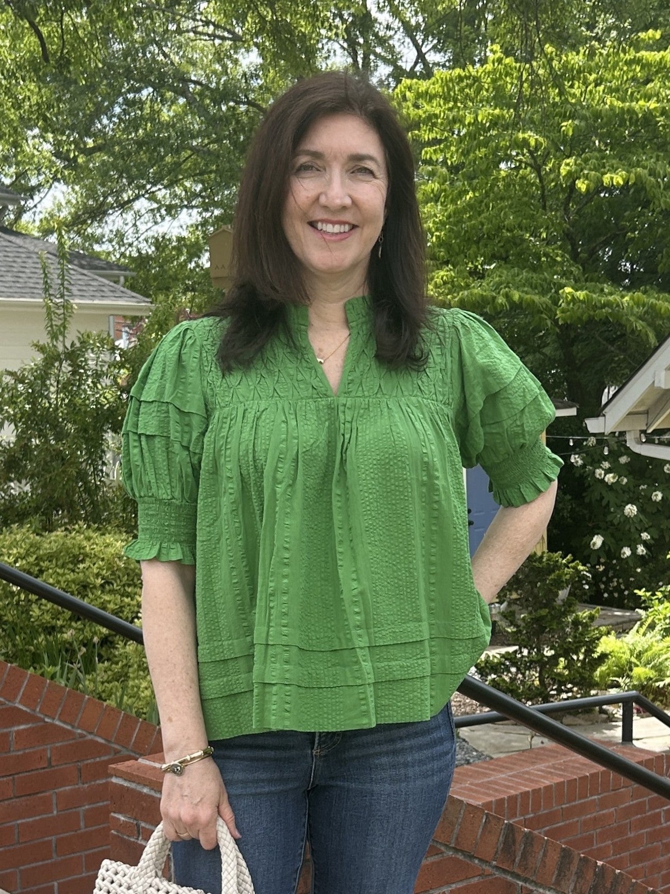 Short Sleeve Top w/ Crinkle Detailing