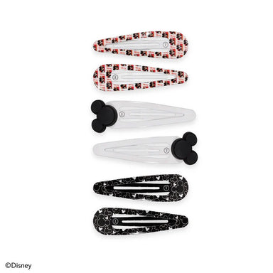 These adorable Mickey Mouse snap clips keep hair neatly styled without the tug. Lightweight and gentle on fine hair, they're ideal for securing bangs, face-framing pieces, and kids' hairstyles. The secure snap closure holds small sections in place all day while preventing snagging or breakage.&nbsp;

They are from a product line that specializes in hair accessories and goes to the next step. These come in multiple sizes.&nbsp;

Details:

6 Count
Lightweight snap clips for small sections and fine hair
Secure
