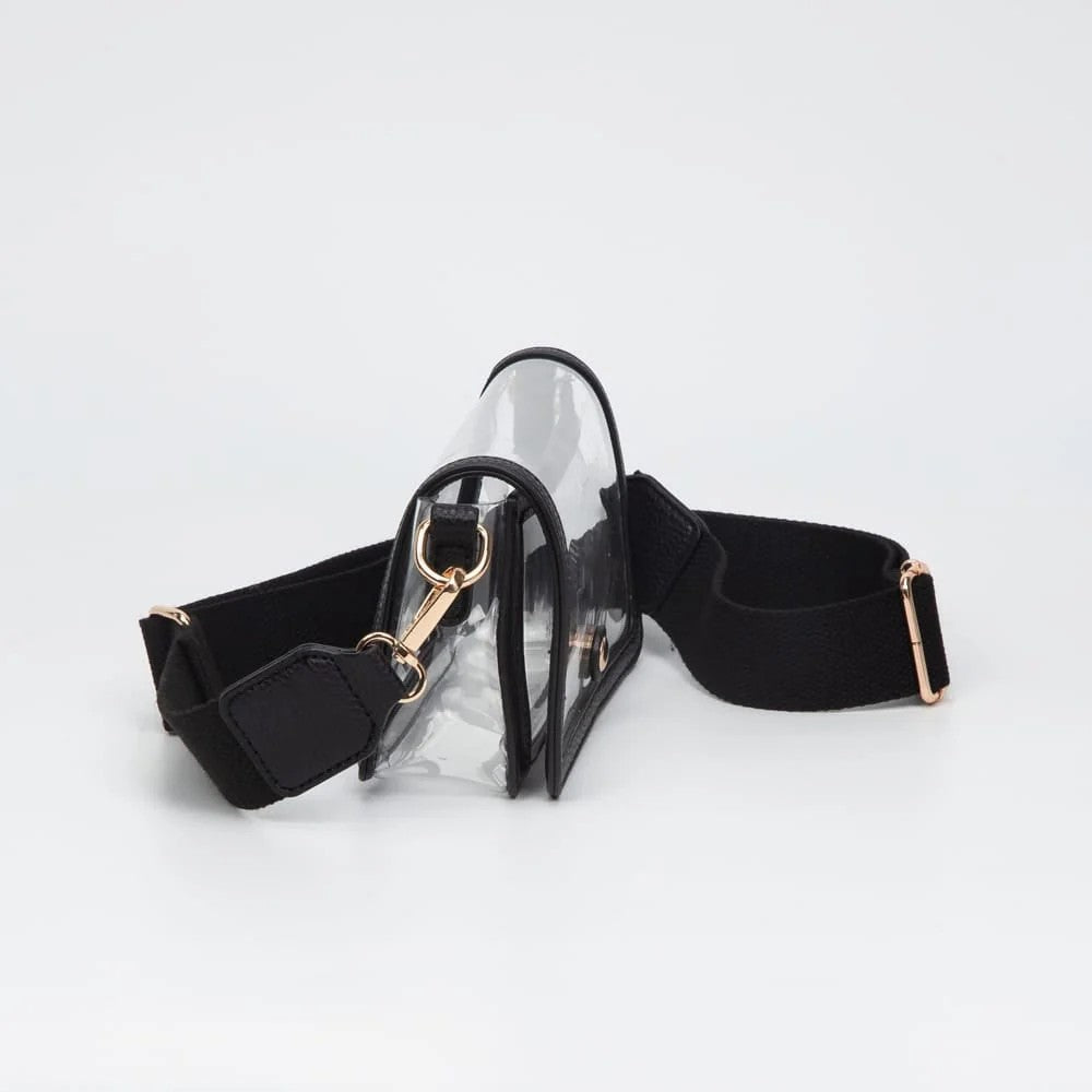 Lindsay Clear Gameday Crossbody Bag in Black
