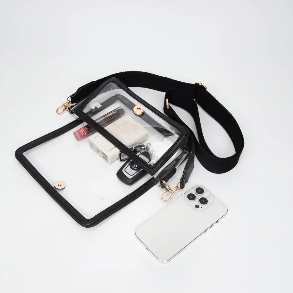 Lindsay Clear Gameday Crossbody Bag in Black