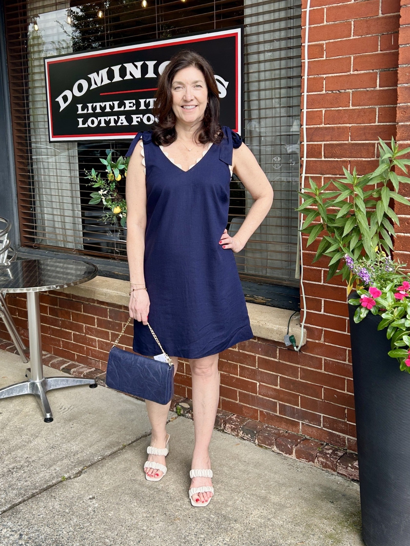 Tie Strap Dress w/ Ric Rac Trim