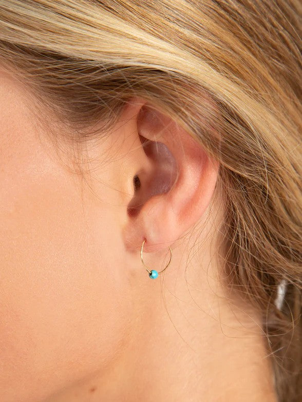 Tiny Hoop Earrings - Turquoise