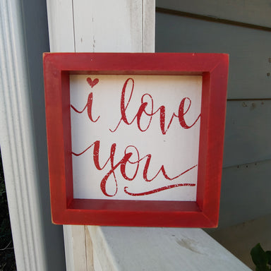 "I love you" Red Wooden Frame