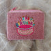 "Happy Birthday" Cake: Pink Background: Beaded Pouches / Change Purses