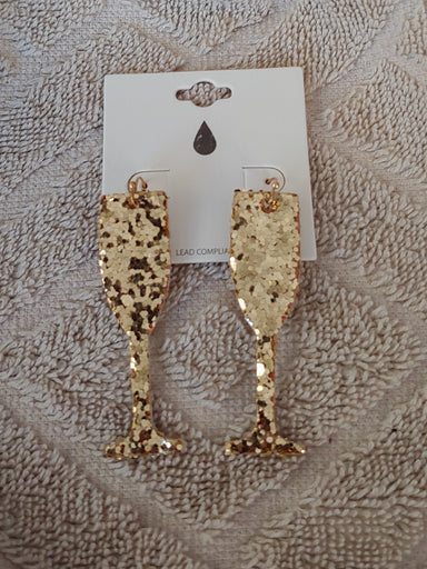 Gold Glitter Champagne-Glass Earrings: If you are going to a New Year's get-together, these are the perfect earrings! These are a great addition for a party or for just when you need a little more bling. What fun!