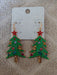 Christmas Tree - Beaded with Red Star Earrings