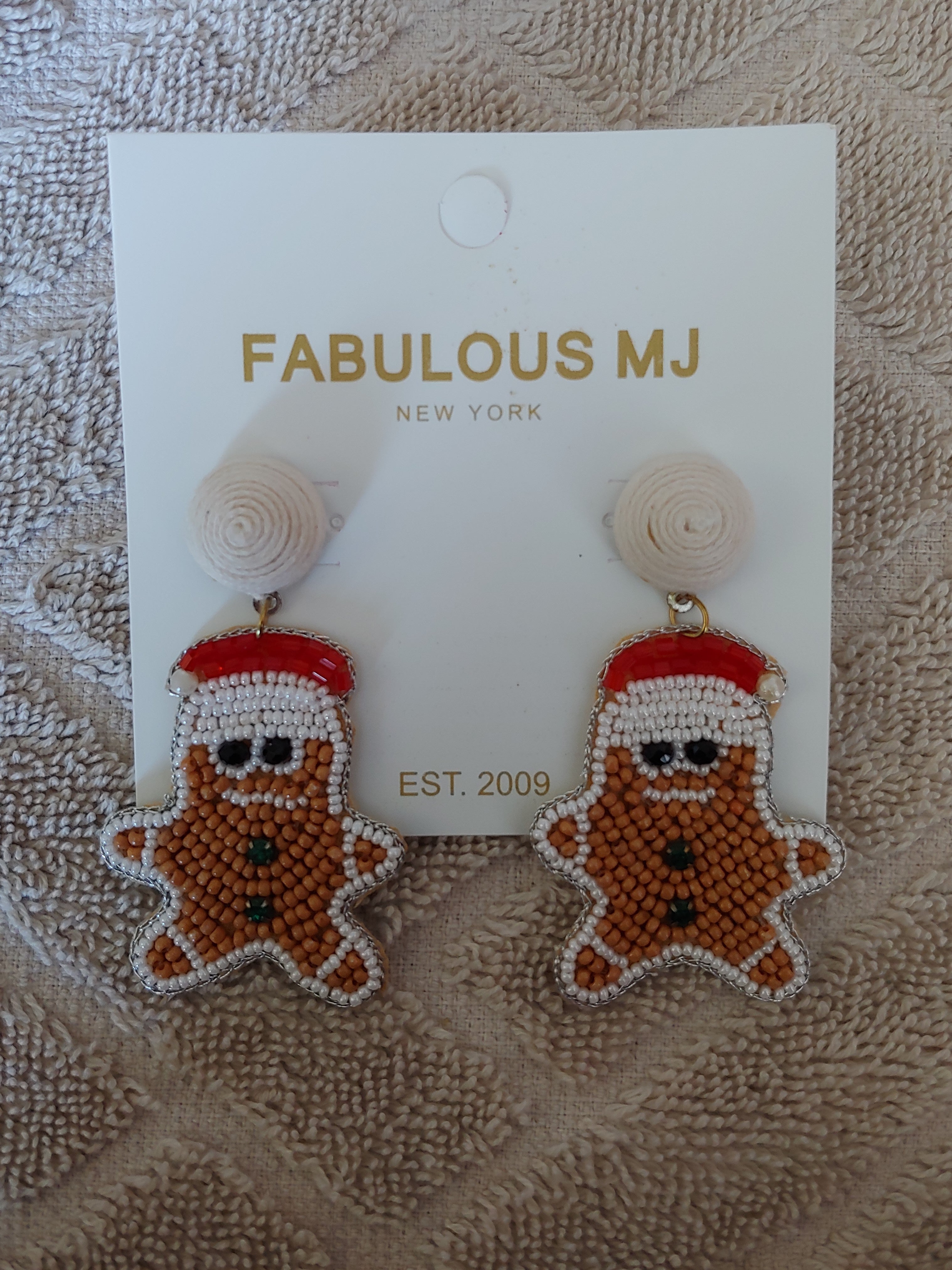 Gingerbread Man Beaded Earrings
