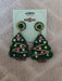 Christmas Tree - Beaded Green with Gold & Silver Earrings