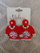Ugly Red Sweater with Snowflake Beaded Earrings