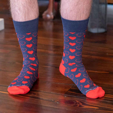 The men in your life will get a kick out of these fun Valentine's socks! They are navy with red hearts, and ready to wear for the special day!