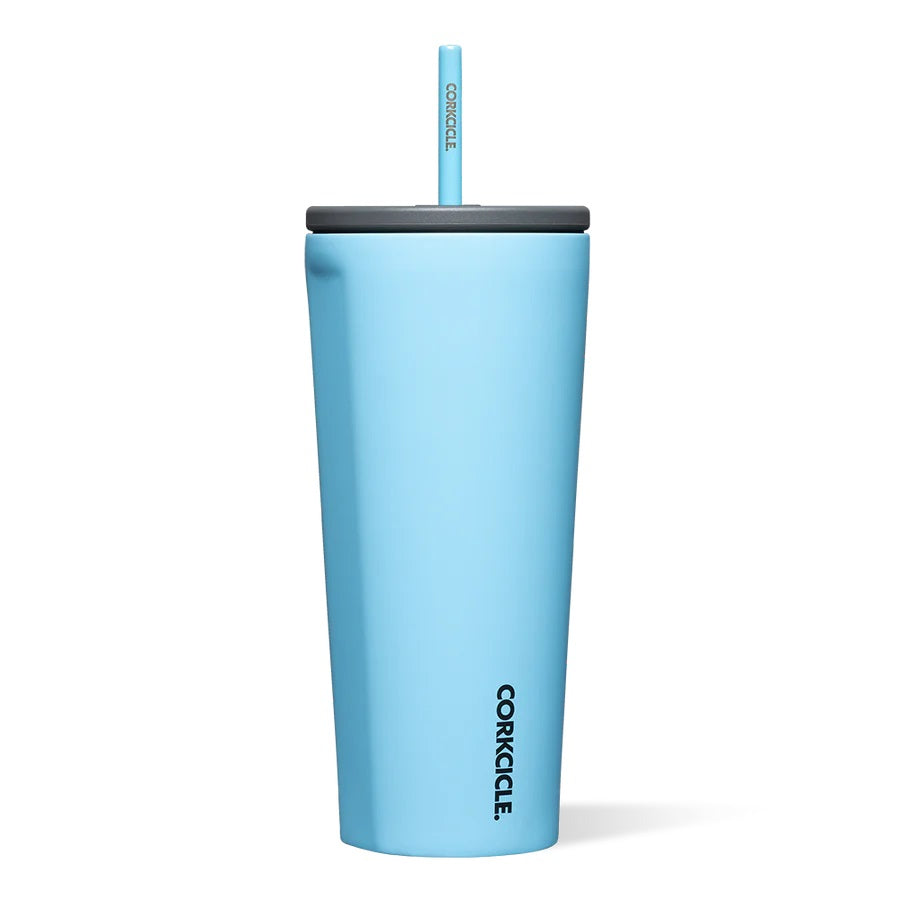 We love Corkcicle for its amazing design options, fabulous colors, and the technology it uses to keep our drinks hot and cold for so long!  This hydration tumbler is great for workouts, yardwork or traveling through your day! The tumbler features triple insulation, and a sleek cup holder-friendly design.  It's a beautiful Santorini Blue which is a bright medium blue - so pretty!