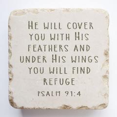 Small Scripture Stone - Psalm 91:4