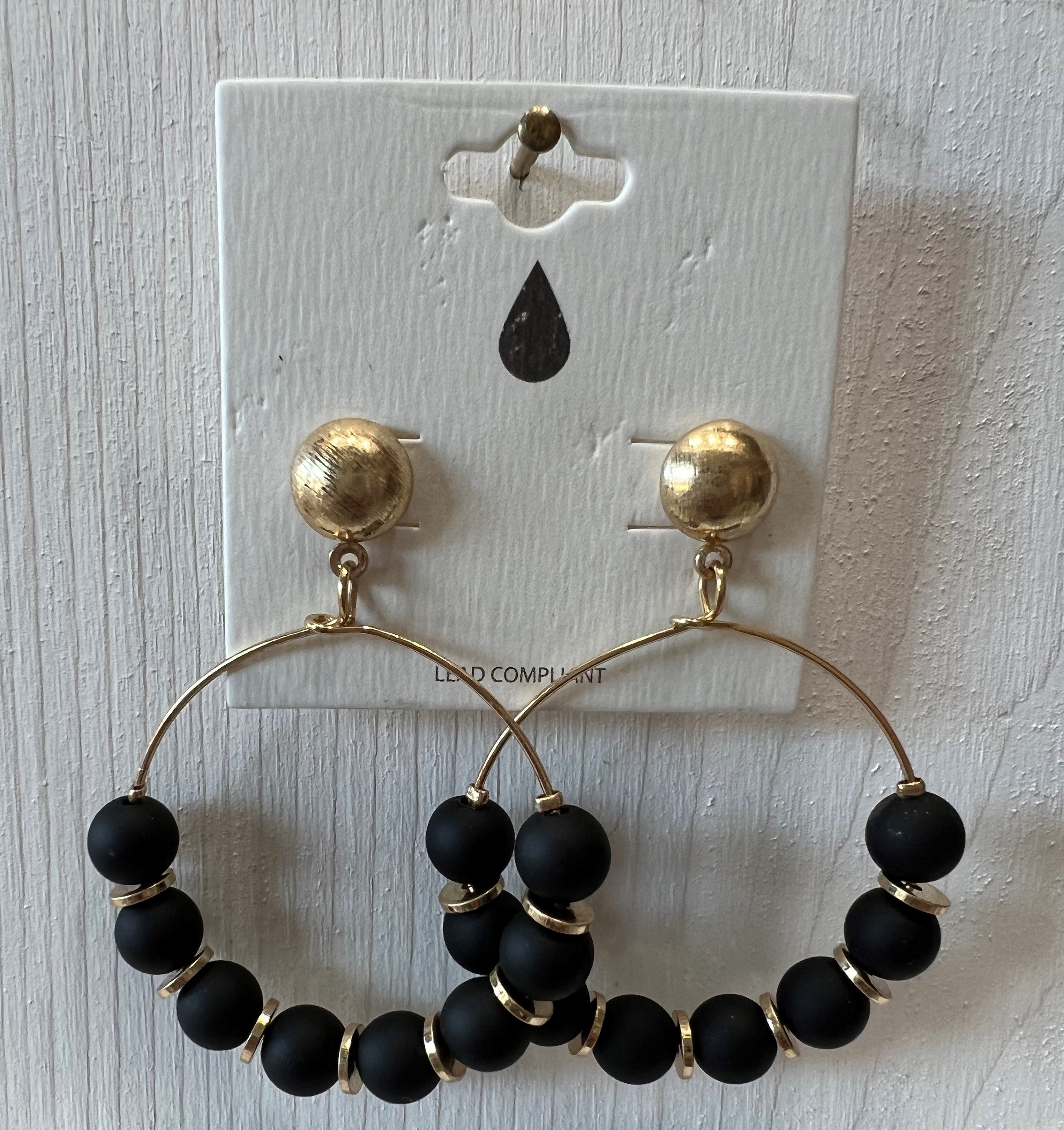 Black and Gold Beads Earrings