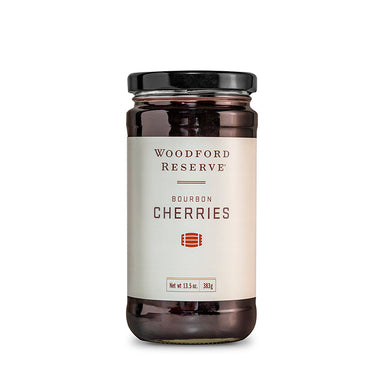 You can garnish and top your favorite cocktail with Woodford Reserve® Bourbon Cherries. These cherries have a hint of Woodford Reserve® Bourbon. Enjoy your favorite cocktail with these delicious cherries!  Size: 13.5 oz