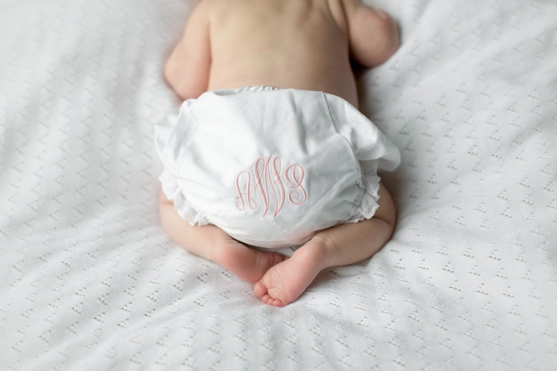 baby bloomers diaper cover monogram