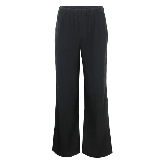 These oh-so comfortable pants come with an elastic waist and split pant hem. They can be perfectly paired with any of our Cobblestone tops. Additionally, these black pants will coordinate well with so many tops!  Details:  Classic fit. Super relaxing, cool, and very nice drape. 100% viscose. Hand wash, lay flat or hang to dry. Made in Italy.
