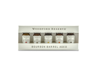 You and your friends will love this dram set that includes Woodford Reserve® collection of bitters! On top of that, the box set is so cute with the small bottles of each bitter.   This set includes Woodford Reserve®:  Chocolate Bitters Orange Bitters Aromatic Bitters Sassafras and Sorghum Bitters Spiced Cherry Bitters