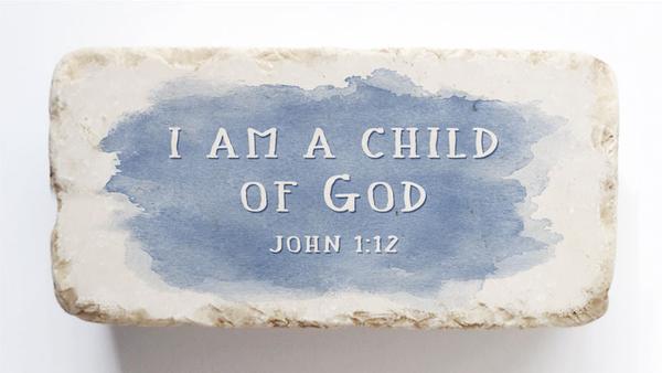 Medium Scripture Stone - John 1:12 in blue