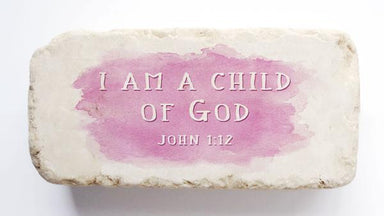 Medium Scripture Stone - John 1:12 in pink