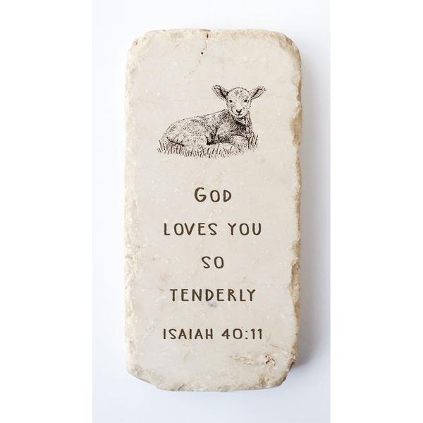 Medium Scripture Stone - Isaiah 40:11