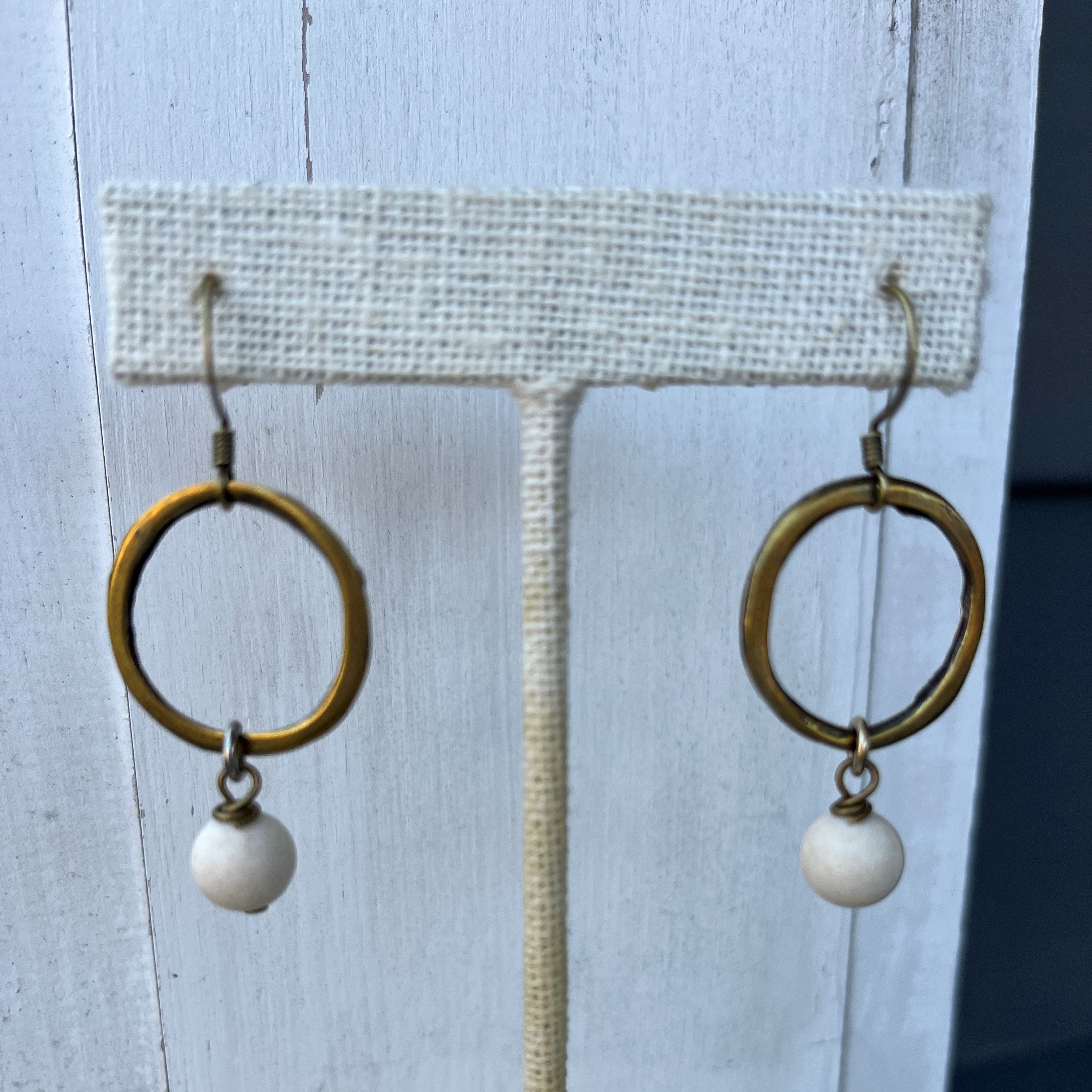 Circle Earrings with Bead Drop