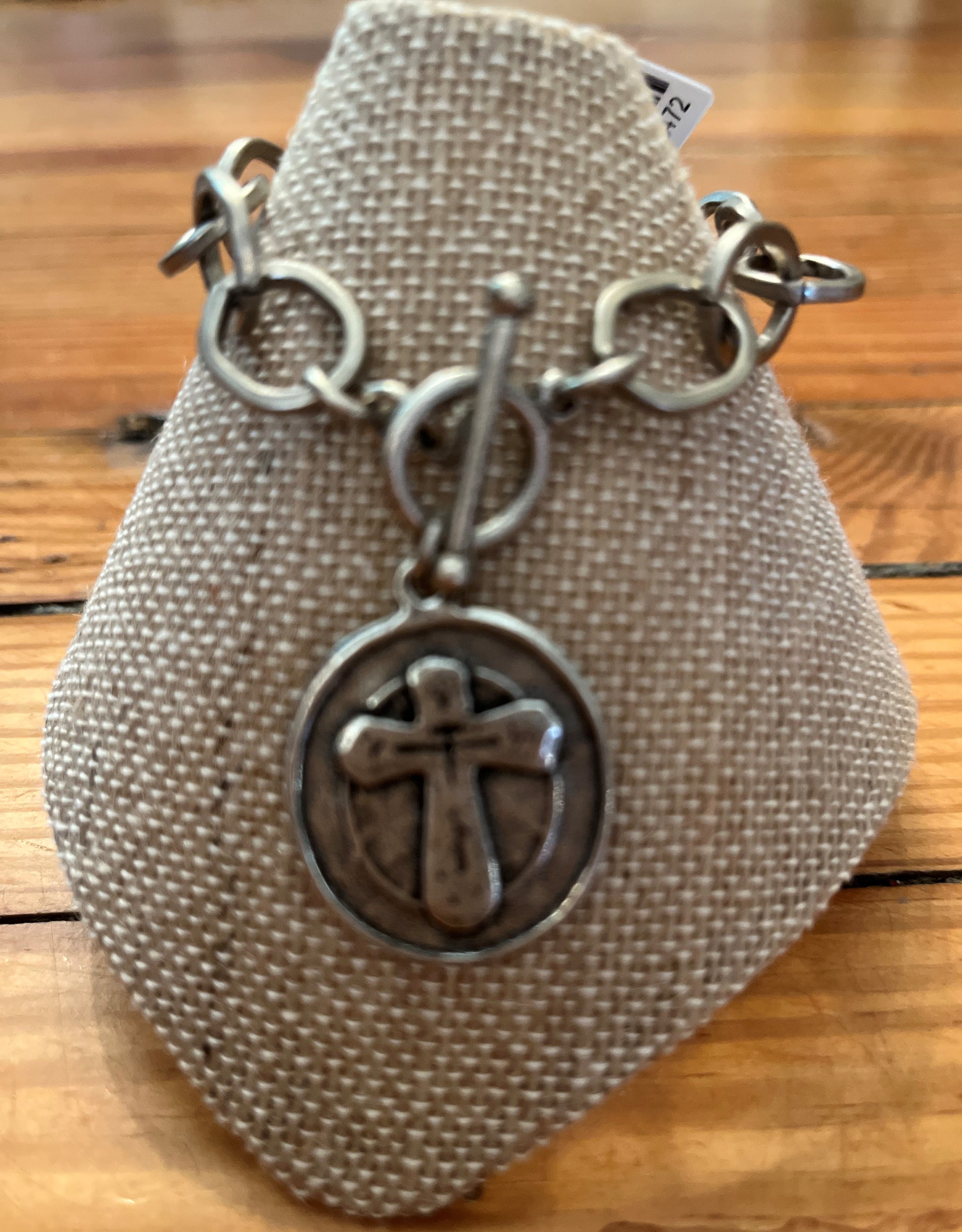 Chain Link Bracelet with Hammered Cross Charm