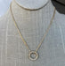 Double Chain Necklace with Rhinestone Circle Pendant, in gold and silver
