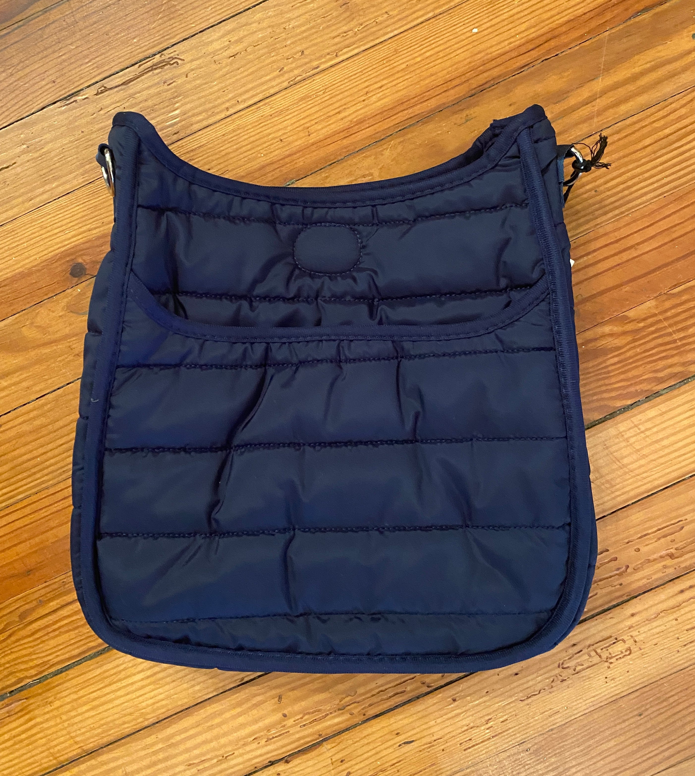 Denim Blue Leather Cross-body Bag With Denim Blue Chevron -  Finland