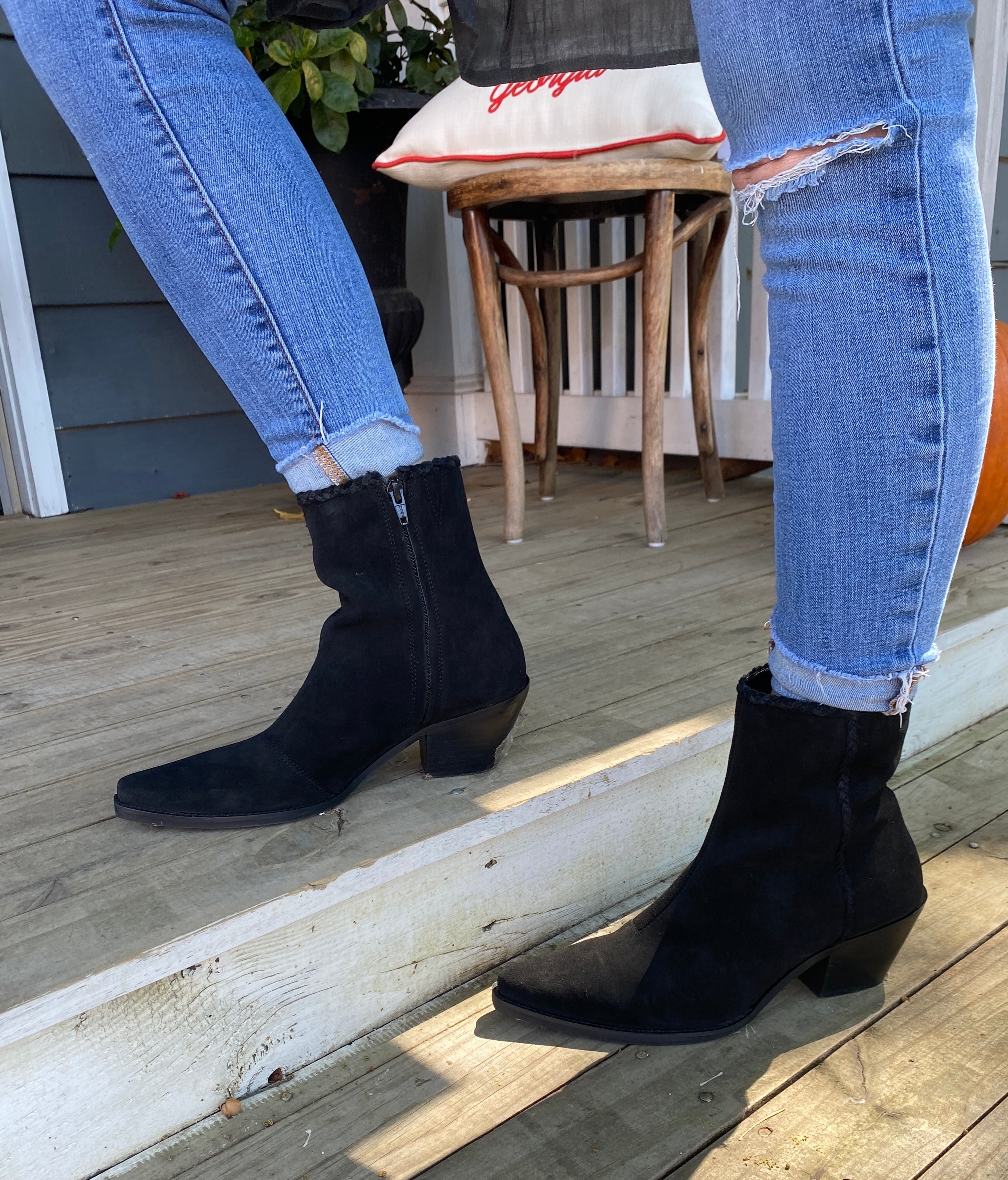 Arial Black Suede Ankle Boots