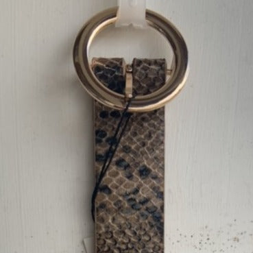 Python Print Wide Leather Waist Belt in Gold (5076)