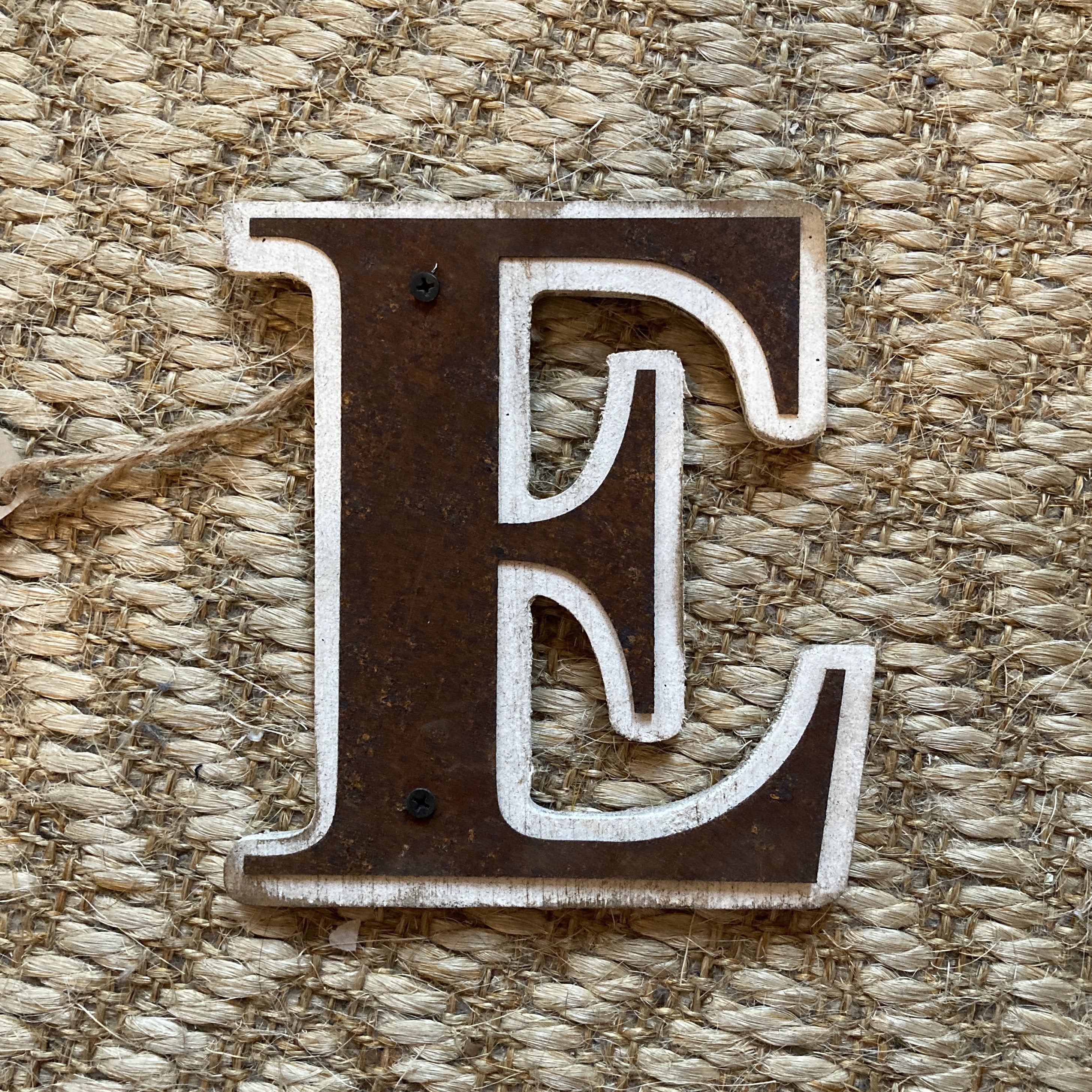 Handcrafted Initials - Rusty Metal on Distressed Wood