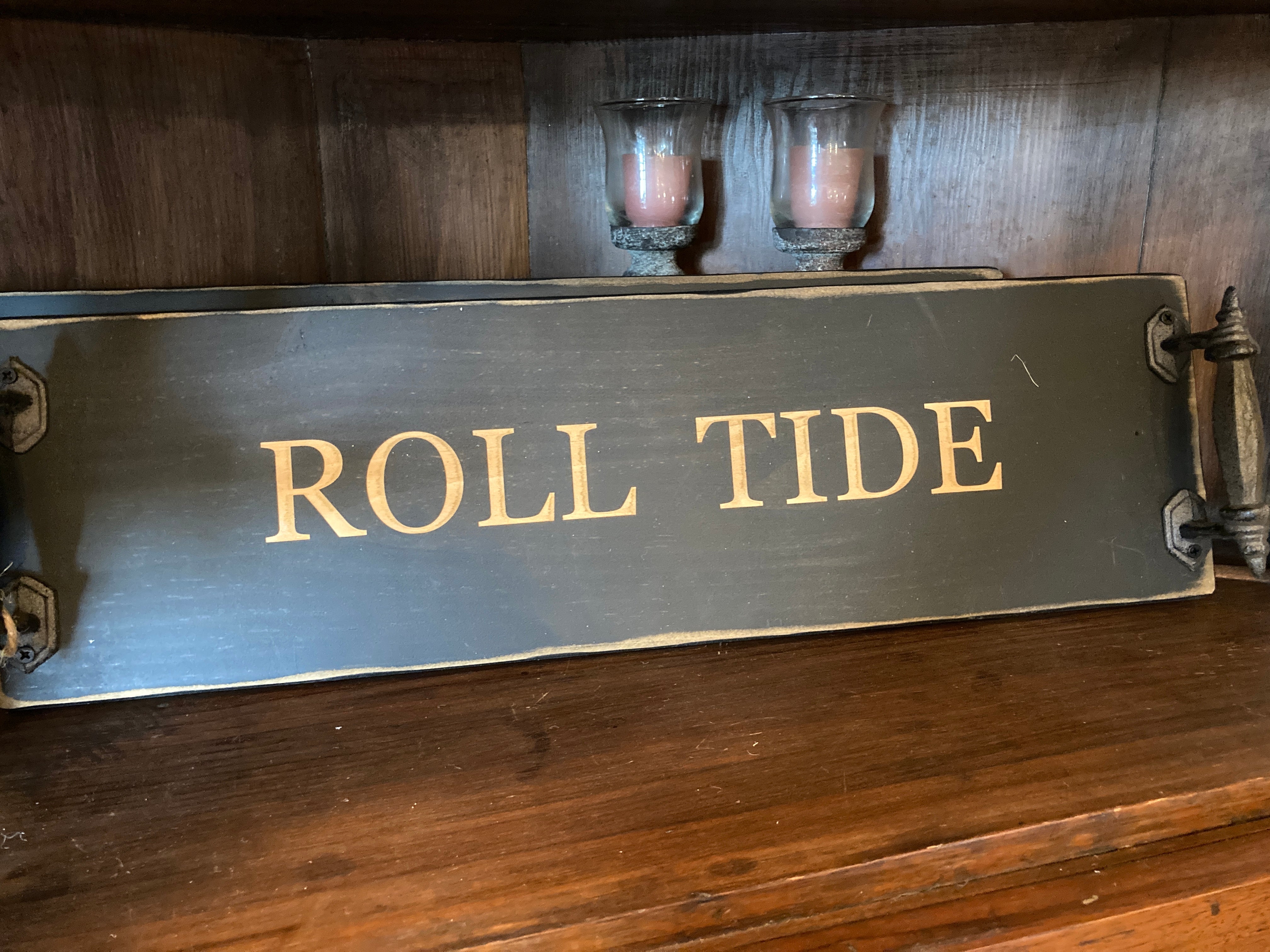Charcuterie Boards -  Roll Tide in black with rustic handle