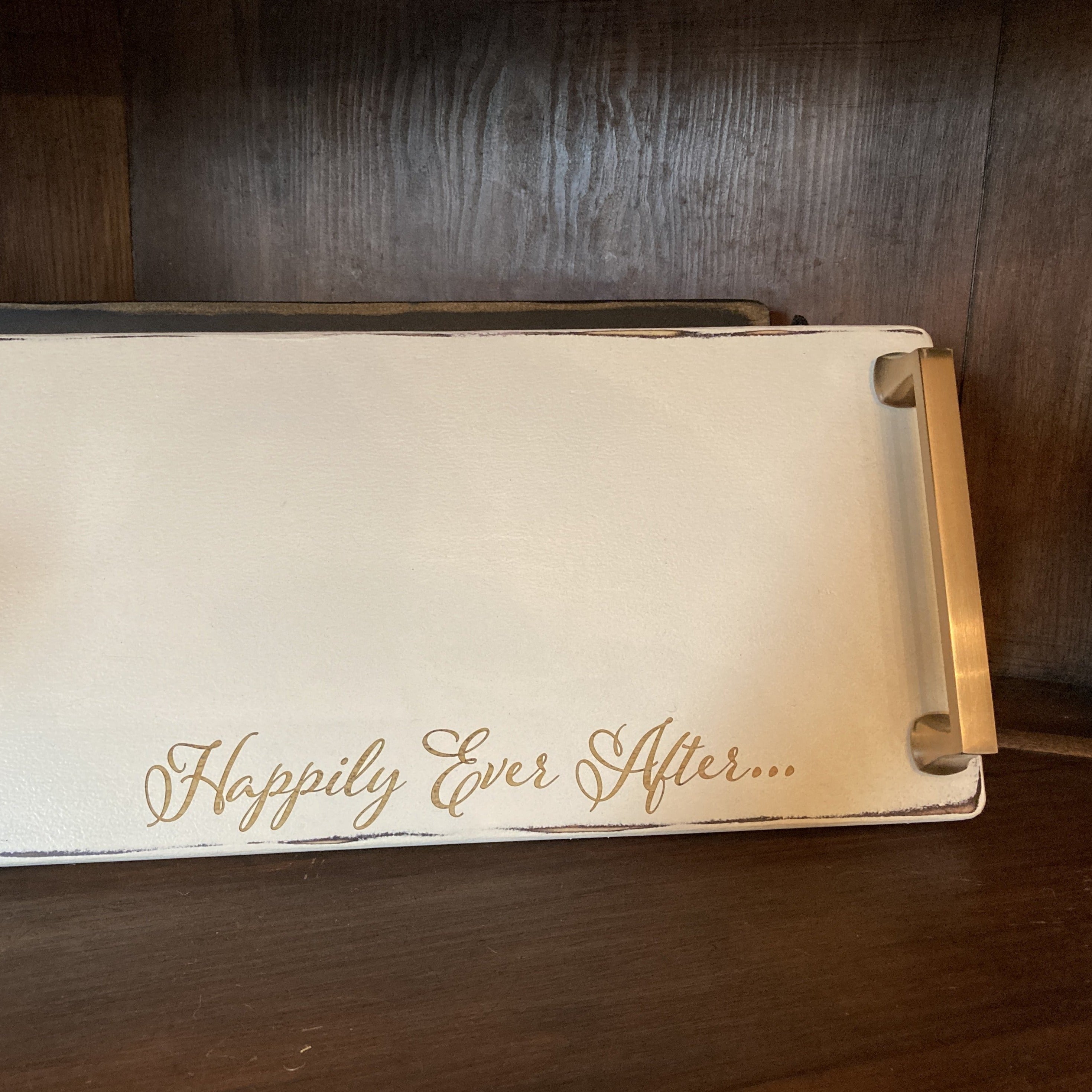 Charcuterie Boards - Happily Ever After in cream with brushed nickel handle