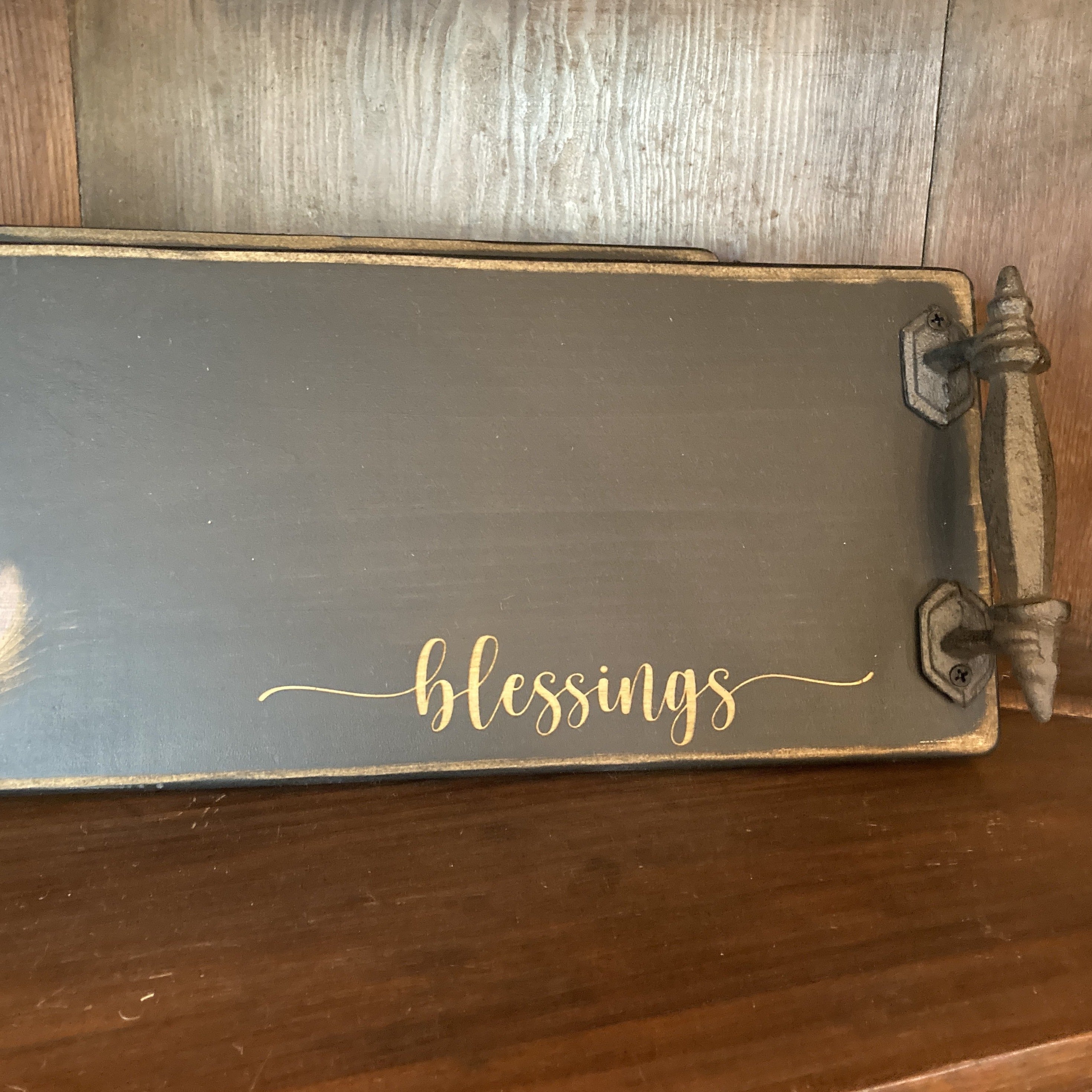 Charcuterie Boards - Blessing in black with rustic handle