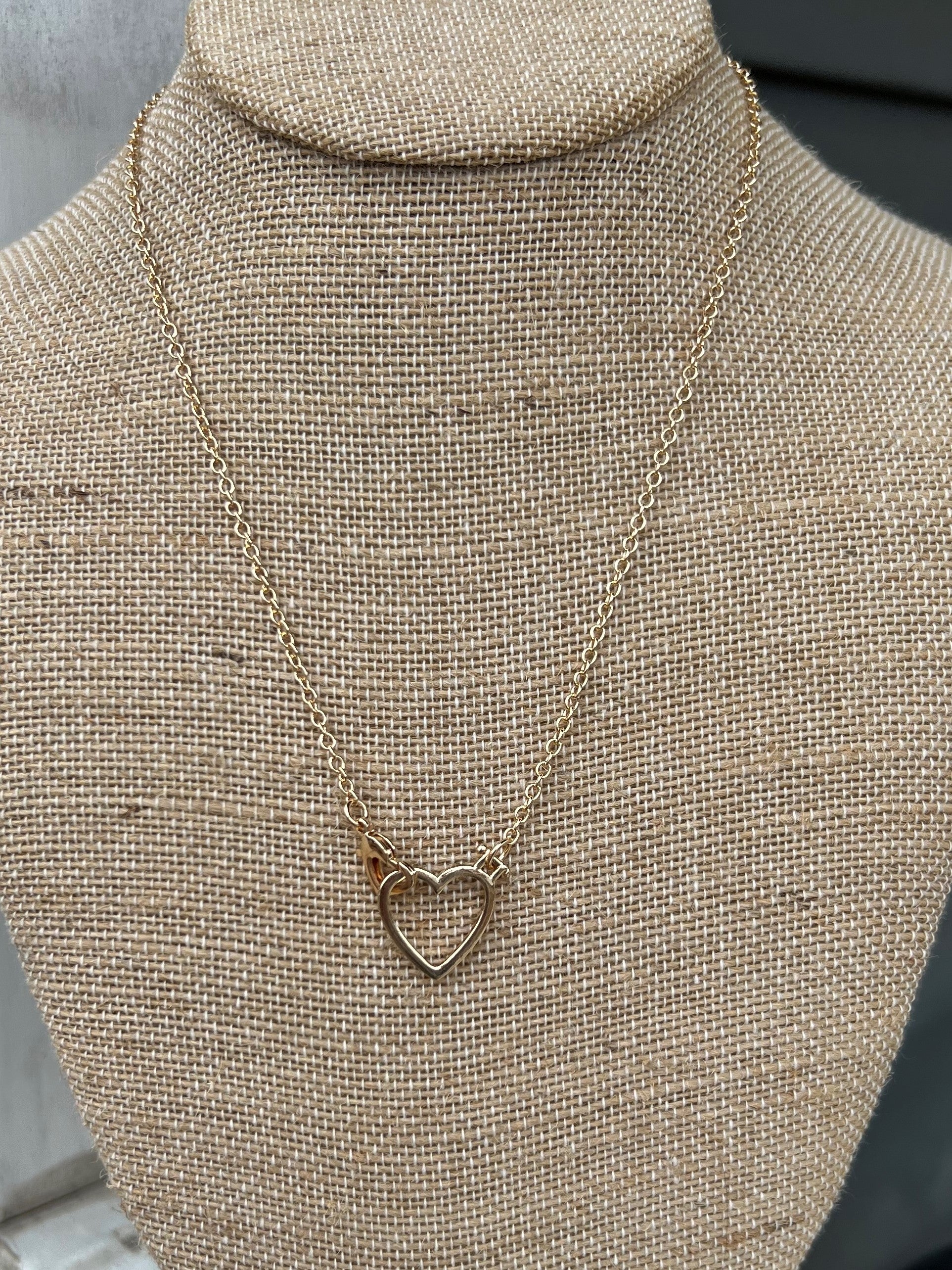 Open Heart Necklace with Heart Clasp